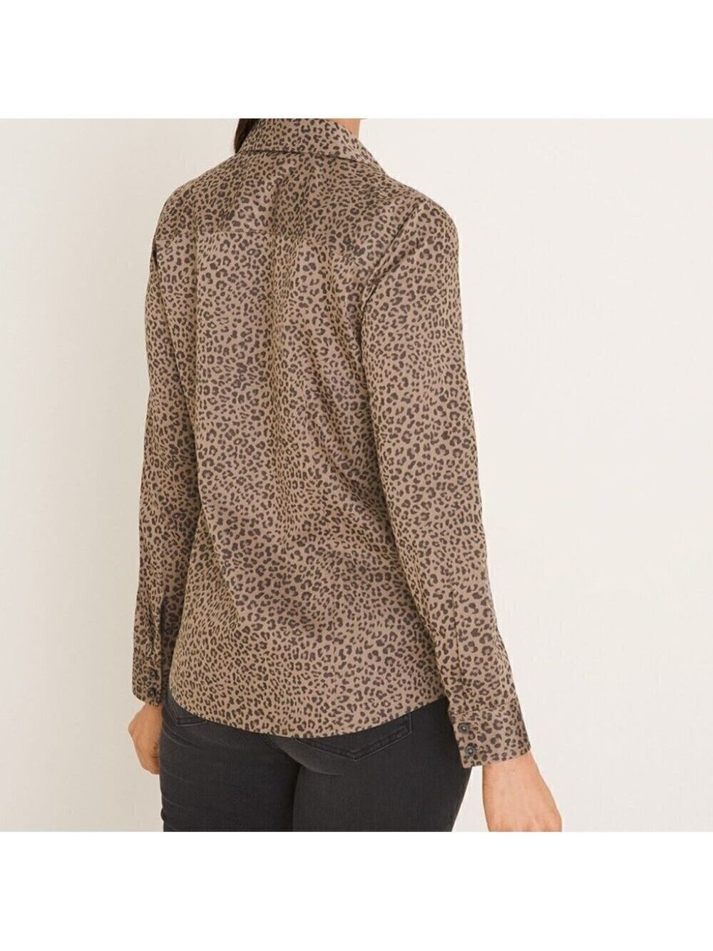 Chico's Animal Print No Iron Coolmax All Season Career Long Sleeve Shirt - Picture 3 of 16